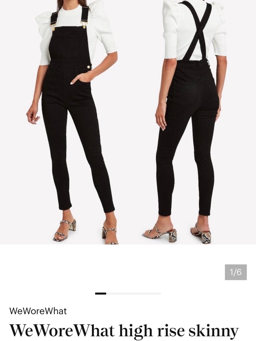 WeWoreWhat Black High-Rise Skinny Overalls in Small